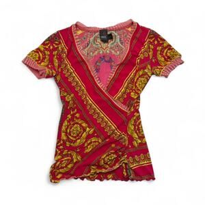 Anac pink and yellow paisley print top Size S Unique Print Desi Top Design Kimi